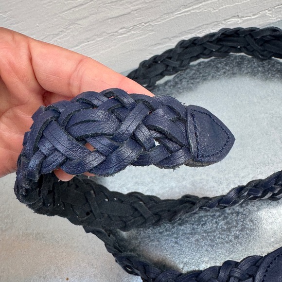 Capezio Braided Leather Belt ML Navy Blue Vintage Woven Brass Buckle Argentina main image 10